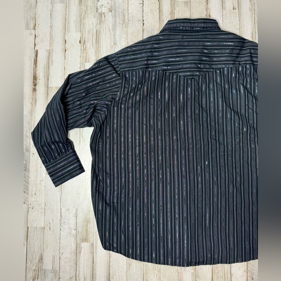 Wrangler Western Fashion Shirt Mens 2XL Black w/Metallic Stripes Pearl Snap - Picture 13 of 13